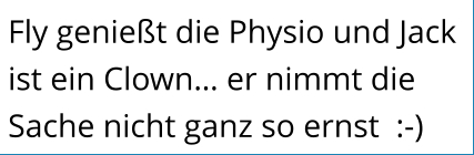 Fly genießt die Physio und Jack ist ein Clown… er nimmt die Sache nicht ganz so ernst  :-)